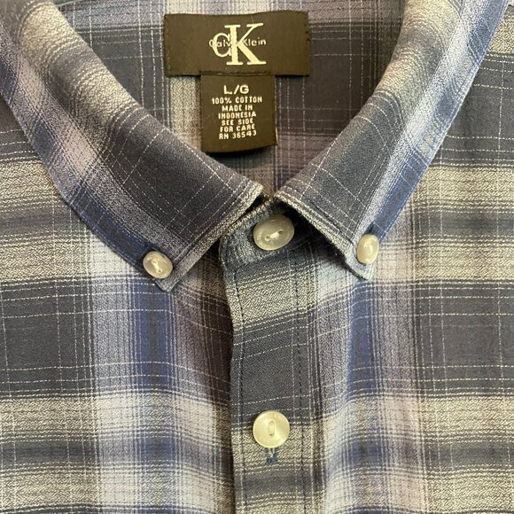 Calvin Klein Men's Blue Checkered Long Sleeve - Picture 5 of 6